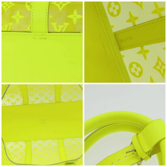 LOUIS VUITTON Monogram Mesh Keepall Bandouliere 50 Bag Yellow - Picture 13 of 15